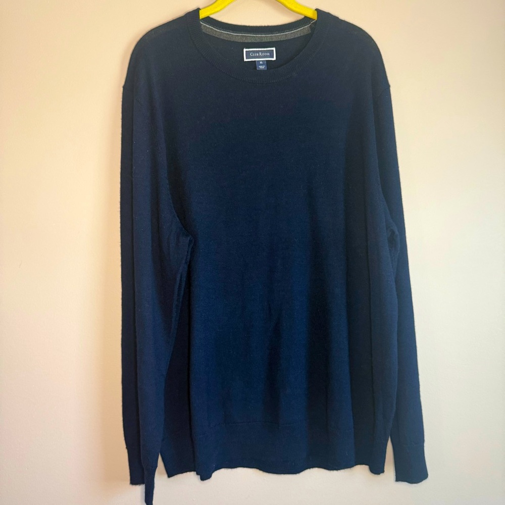 Club Room Men's Solid Crew Neck Merino Wool Blend Sweater SZ/XL